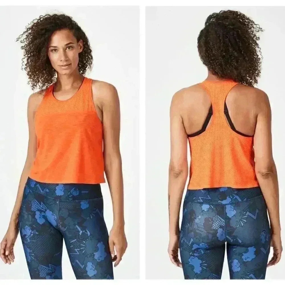 Sweaty Better Breeze Crop Run Vest Orange‎ Large